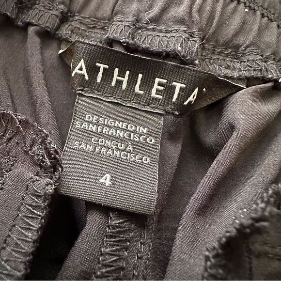 Athleta lightweight High Rise smocked Waist cuffs black jogger pants sz 4 - Picture 5 of 7